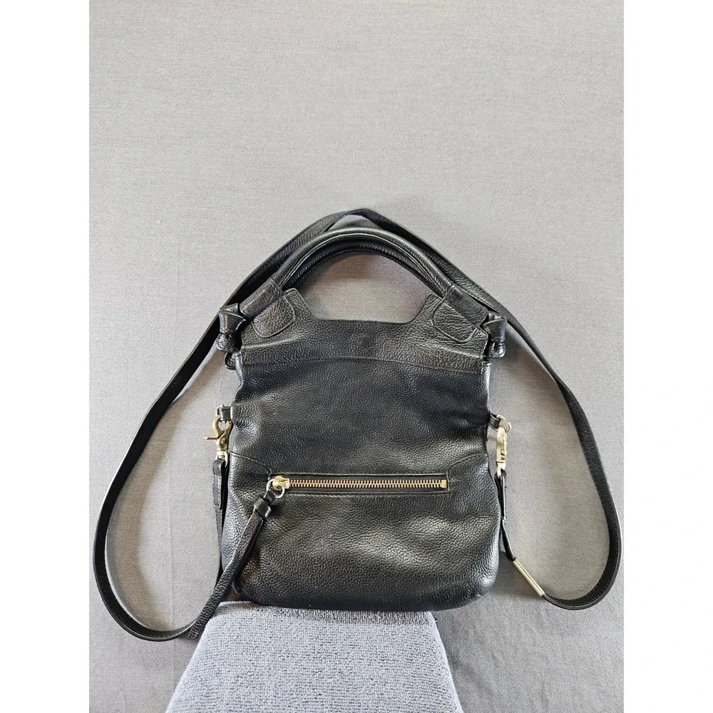 Foley & Corinna Jet Setter Black Pebbled Leather Crossbody Bag (sku 135)